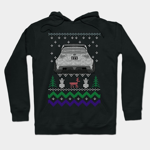Ugly Sweater Christmas Subie Impreza WRX STI (White) Hoodie by osy_graphics